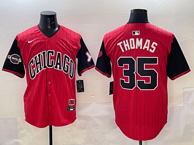 Men Chicago White Sox #35 Thomas Red Stripe Joint Name 2025 Nike MLB Jersey style 5